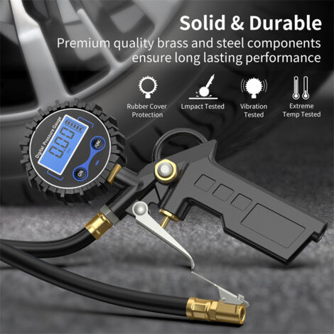 Manometro Digitale con Display LCD Tester di Pressione per Pneumatici Gonfiatore per Pneumatici Tester di Pressione dell'Aria ad Alta Precisione 255 PSI per Auto Moto Camion Auto
