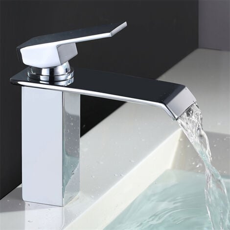 Rubinetto Bagno Design Moderno a Cascata Miscelatore Monocomando Ottone Cromato