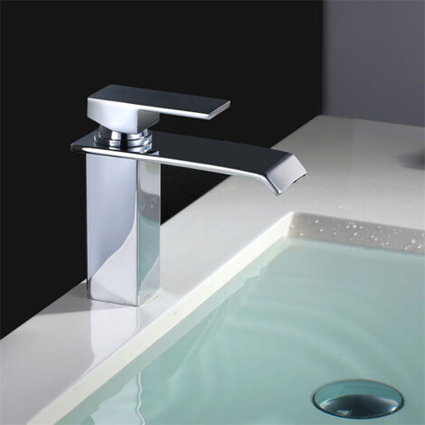 Rubinetto Bagno Design Moderno a Cascata Miscelatore Monocomando Ottone Cromato