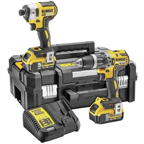Dewalt – Pack 18V Schlagbohrmaschine DCD796 und Schlagschrauber DCF887 (2x5,0 Ah) – Brushless-Motor für Holz und Metall – DCK266P2T (1/8)