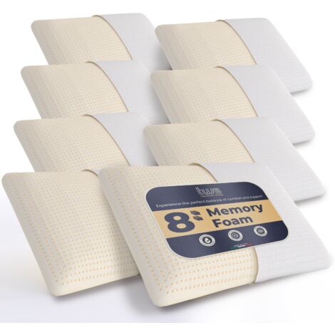 The White Stone Set da 8 Guanciali Memory Foam 40 x 70 cm Altezza 11 cm Cuscini Cervicale Ipoallergenici, Ergonomici e Traspiranti Funzione Antisoffoco e Rinfrescante (1/5)