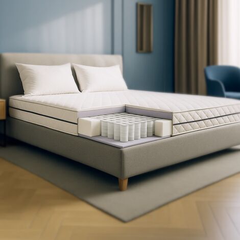 The White Stone Materasso 180 x 200 cm con Molle Insacchettate e Schiuma Ipoallergenica Altezza 24 cm Ortopedico e Ipoallergenico Rivestimento Antiacaro e Antibatterico