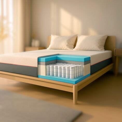 The White Stone Materasso 80 x 190 cm con Molle Insacchettate e Memory Foam Altezza 30 cm Ergonomico, Anallergico e Antibatterico Made in Italy
