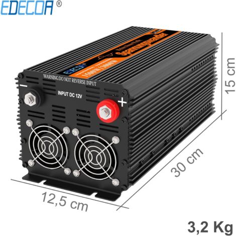 EDECOA convertisseur 12v 220v Pur Sinus 1500w écran 2X USB télécommande transformateur de Tension Isolation galvanique Onduleur (2e génération) Visiter la boutique EDECOA