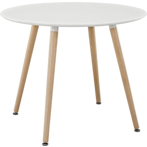 H.J WeDoo Ronde Table de Salle à Manger scandinave Diamètre 80cm Moderne Style Nordique en Bois, Blanc (1/5)