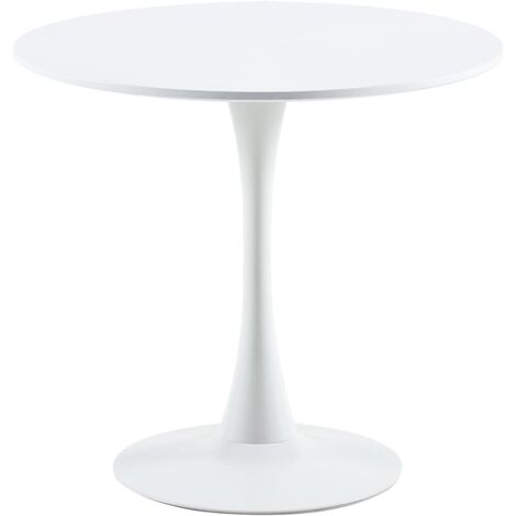 H.J Wedoo – Table à manger ronde 70 cm – Plateau MDF blanc – Pieds en métal – Pour 2 à 4 personnes – Assemblage rapide en 20 min