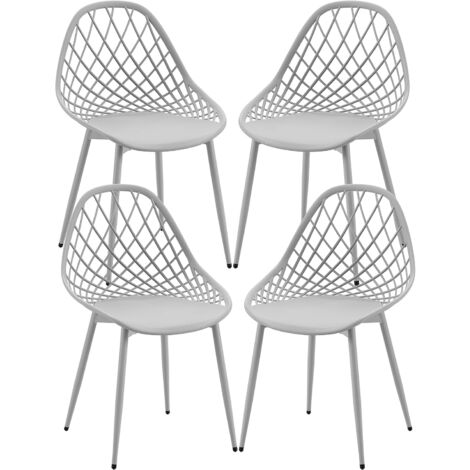H.J WeDoo Chaise Scandinave Lot de 4, Chaise Salle a Manger avec Pieds en métal, Pieds Réglables pour Salle à Manger, Salon, Cuisine et Chambre, Gris (1/5)