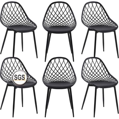 H.J Wedoo – Lot de 6 chaises de jardin en polypropylène et fer – Pieds réglables – Charge maximale 160 kg – Dimensions 42x47x84 cm