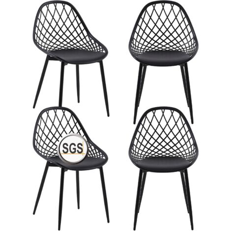 H.J Wedoo – Lot de 4 chaises de jardin en polypropylène et métal – Repose-pieds réglables – Hauteur d'assise 43 cm – Charge maximale 140 kg