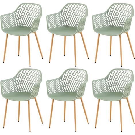 H.J Wedoo – Lot de 6 chaises de jardin avec accoudoirs – Confort ergonomique – Polypropylène durable – Charge maximale 120 kg – Dimensions 44x57x85 cm