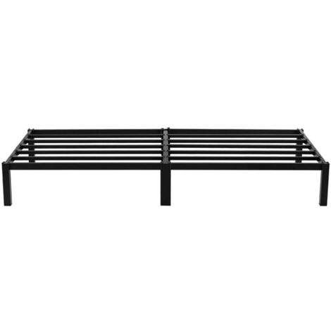 H.J WeDoo Cadre De Lit Double 140 X 190 Cm Sommier Support à Lattes En Métal Rangement Sous Le Lit Noir 85285008