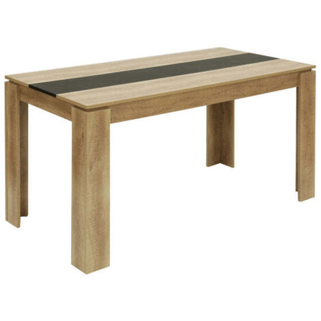 H.J WeDoo Table de salle à manger rectangle 6 personnes avec 140cm - Noir (1/5)