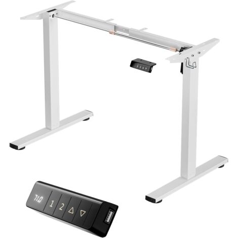 H.J WeDoo Pied Bureau Assis Debout Électrique pour Plateaux de 110-160 CM avec Port de Charge USB, Bureau Reglable en Hauteur Electrique Blanc (sans Panneau) (1/5)