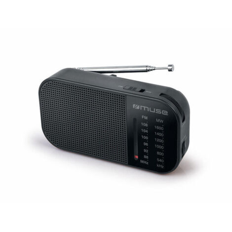 Radio Analógico Radio de bolsillo MUSE M025R FM-AM a Batería Negr