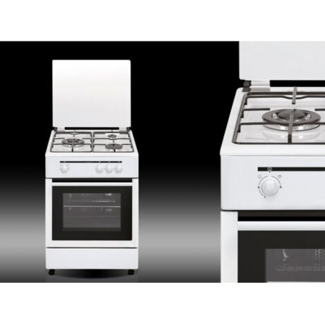 Cocina de gas 3 zonas de cocción blanca – Ancho 60cm – Energía gas – Modo de cocción por llama – Ideal para uso profesional – Vitrokitchen (1/2)