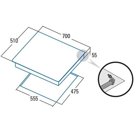 Placa a Gas Natural Superficie Cristal 70cm 5 Zonas CATA L-7005 C