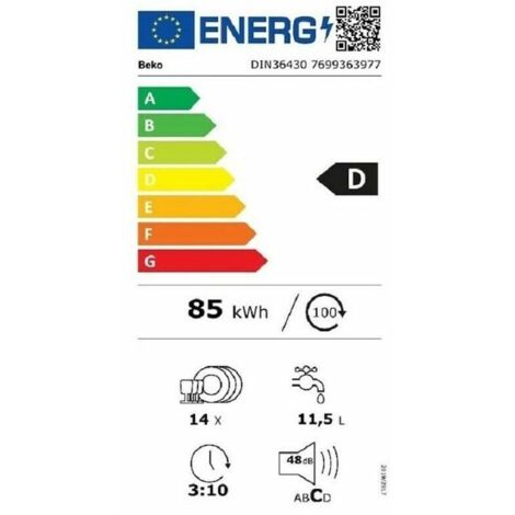 Lavavajillas Integrable 60cm BEKO DIN36430 Clase D   11,5L, 14 c