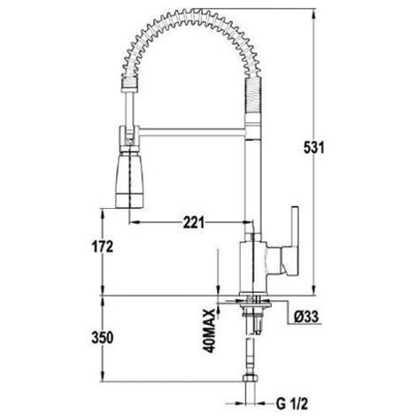Grifo de cocina Pescadera Tipo U Altura Max 53,1cm TEKA ARK 939 C (1/2)