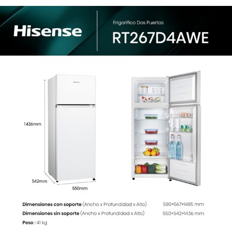 Frigorífico de 2 puertas HISENSE RT267D4AWE Alto 143cm x 55cm Cla