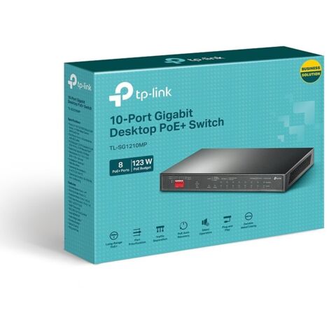 HUB Switch puertos 9 TP-LINK TL-SG1210MP Gigabit Ethernet (10/ (1/2)