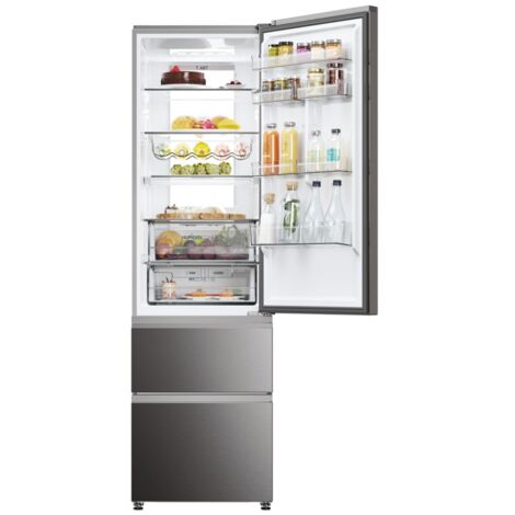 Haier HTW7620CNMP frigorífico combinado acero inoxidable oscuro 414 L (1/5)