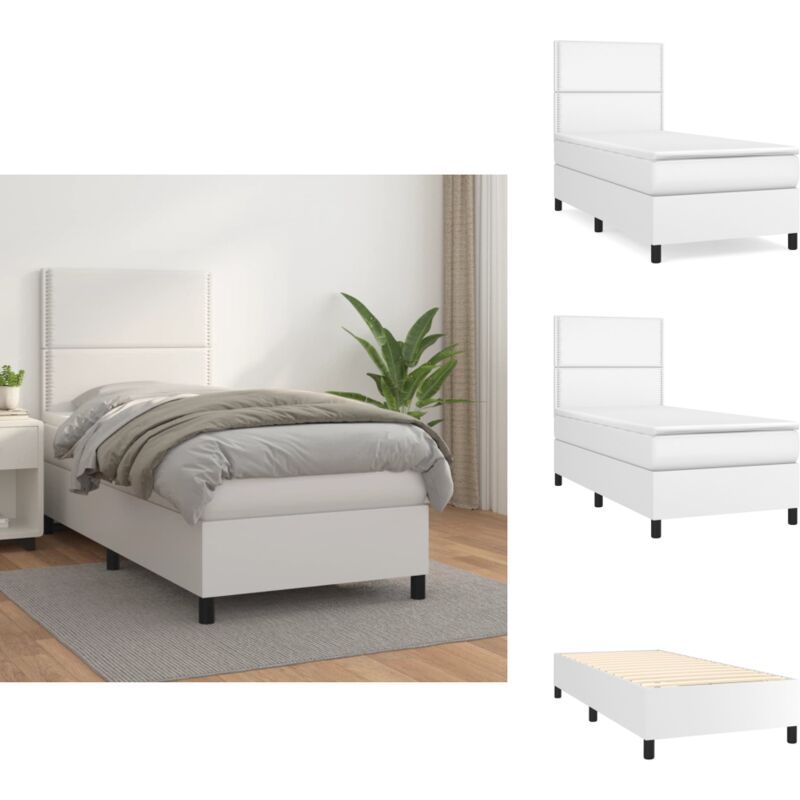Boxspringbett mit Matratze Weiß 90x200 cm Kunstleder - Boxspringbett ...