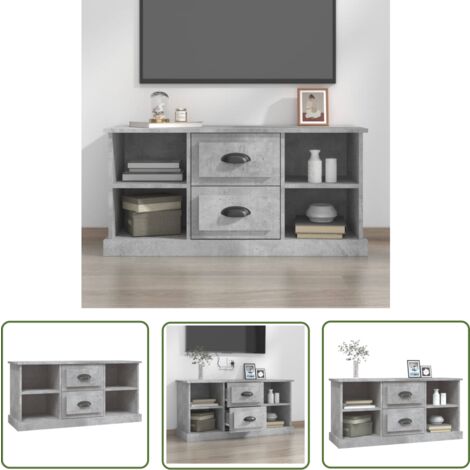 The Living Store TV-Schrank Betongrau 99,5x35,5x48 cm Holzwerkstoff - TV Schrank - Holzwerkstoff - Betongrau - Wohnzimmermöbel - TV Möbel (1/5)