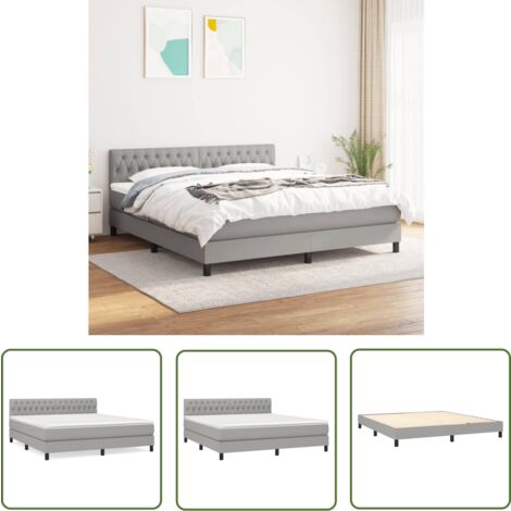 The Living Store Boxspringbett mit Matratze Hellgrau 180x200 cm Stoff - Boxspringbett - Doppelbett - Schlafsystem - Bettenrahmen - Lattenrost (1/5)