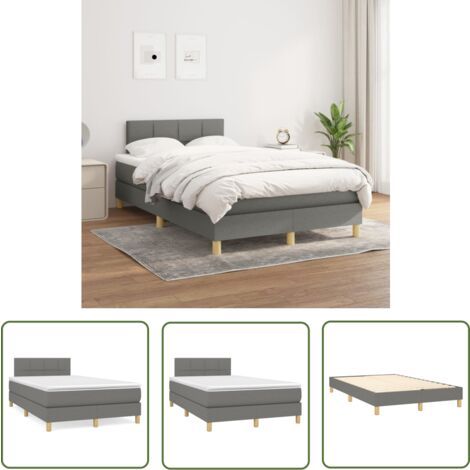 The Living Store Boxspringbett mit Matratze Dunkelgrau 120x200 cm Stoff - Boxspringbett - Doppelbett - Bettenrahmen - Matratze - Nachttisch (1/5)