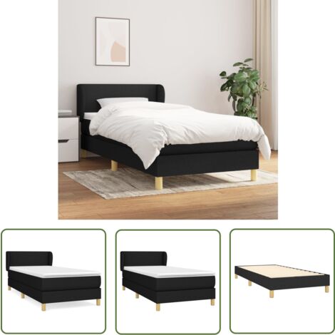 The Living Store Boxspringbett mit Matratze Schwarz 100x200 cm Stoff - Boxspringbett - Doppelbett - Bettenrahmen - Lattenrost - Matratze (1/5)