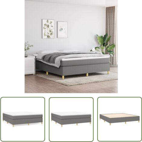 The Living Store Boxspringbett mit Matratze Dunkelgrau 180x200 cm Stoff - Boxspringbett - Doppelbett - Bettenrahmen - Matratze - Liegekomfort (1/5)