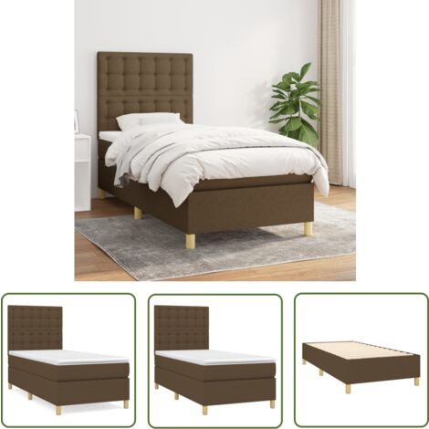 Boxspringbett mit Kissen Dunkelbraun 100 x 200 cm Stoff