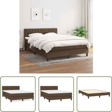 The Living Store Boxspringbett mit Matratze Dunkelbraun 140x190 cm Stoff - Boxspringbett - Doppelbett - Bettenrahmen - Matratze - Nachttisch (1/5)