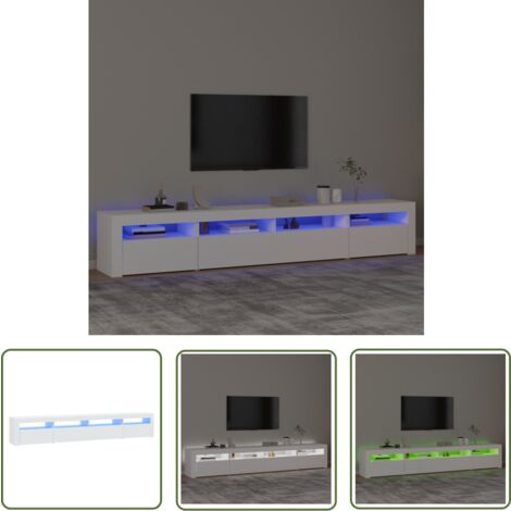 The Living Store TV-Schrank mit LED-Leuchten Weiß 240x35x40 cm - TV Schrank - Holzwerkstoff Möbel - Weißer Fernsehtisch - LED Beleuchtung - Wohnzimmereinrichtung (1/5)