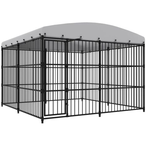 Maison Exclusive Outdoor-Hundezwinger mit Überdachung 300x300x210 (1/5)