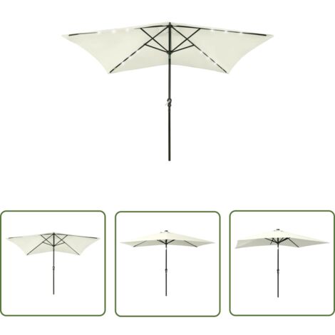 VidaXL Sonnenschirm 2x3 M Mit LED-Beleuchtung Und Stahlmast In Taupe