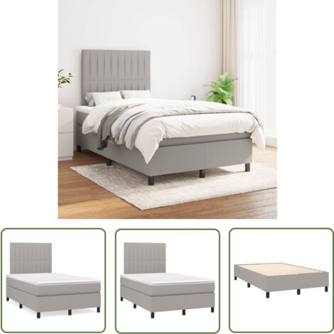 The Living Store Boxspringbett mit Matratze Hellgrau 120x200 cm Stoff - Boxspringbett - Doppelbett - Schlafraum - Bettenrahmen - Matratze (1/5)