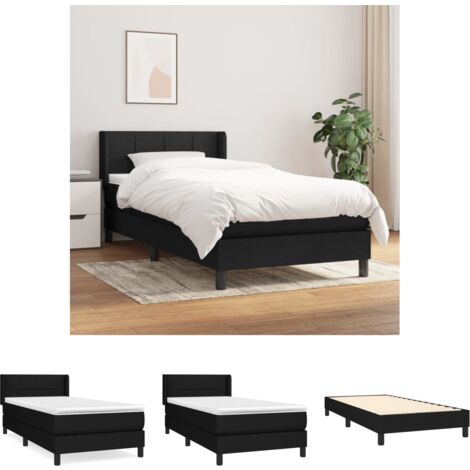 The Living Store - Boxspringbett mit Matratze Schwarz 90x200 cm Stoff (1/5)