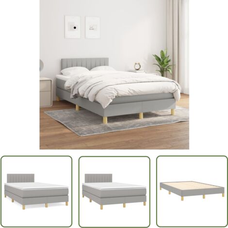 The Living Store Boxspringbett mit Matratze Hellgrau 120x200 cm Stoff - Boxspringbett - Doppelbett - Schlafsystem - Bettrahmen - Matratze (1/5)