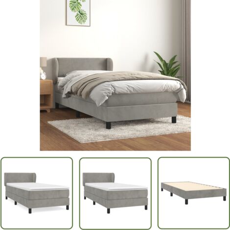 The Living Store Boxspringbett mit Matratze Hellgrau 90x190 cm Samt - Samtbett - Boxspringbett - Doppelbett - Schlafzimmermöbel - Luxusbett (1/5)