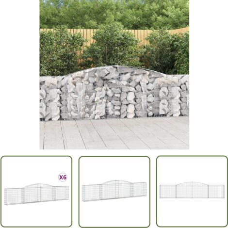 The Living Store Gabionen mit Hochbogen 6 Stk. 400x30x80/100cm Verzinktes Eisen - Gabionen - Gabionenkörbe - Gartendeko - Gartenzubehör - Zaun (1/5)