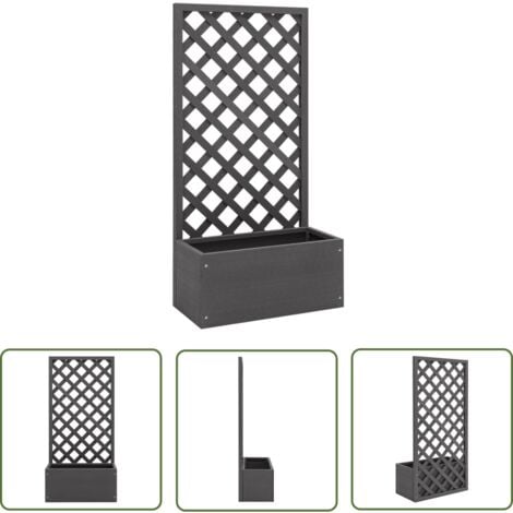 The Living Store Blumenkasten mit Rankgitter 65x30x135 cm WPC