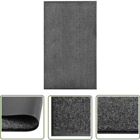 The Living Store Fußmatte Waschbar Anthrazit 90x150 cm - Innenfußmatte - Außentürmatte - Anti-Rutschmatte - Waschebene Fußmatte - Anthrazit Fußmatte (1/5)