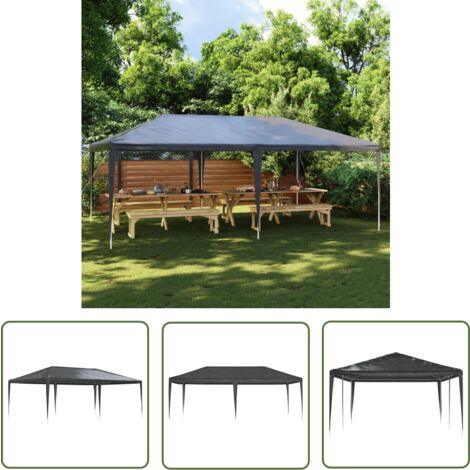 Homgoday Partyzelt 4x9 M Mit Grauen Seitenwänden – Wasserabweisendes PE-Dach (90 G/m²), Stabiles Stahlgestell, Inkl. Fenster Und Tür Mit Reißverschluss, Perfekt Für Garten, Terrasse & Events
