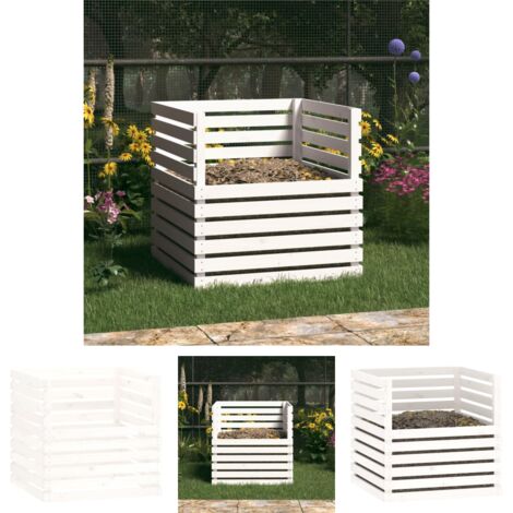 Block Komposter The Living Store Komposter Weiß 80x80x78 cm Massivholz Kiefer - Komposter