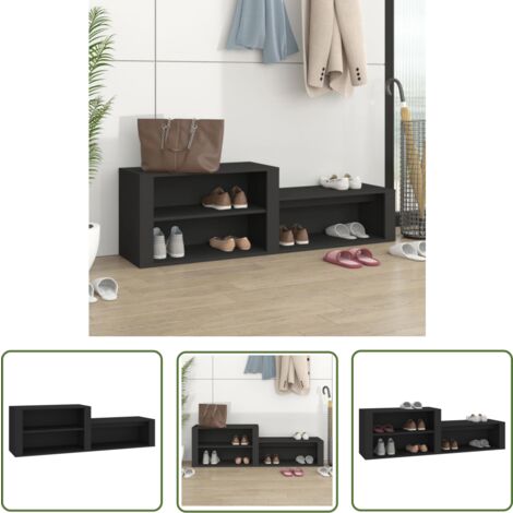 The Living Store Schuhschrank Schwarz 150x35x45 cm Holzwerkstoff - Schuhschrank - Holzwerkstoff - Garderobe - Flurmöbel - Schwarze Möbel (1/5)