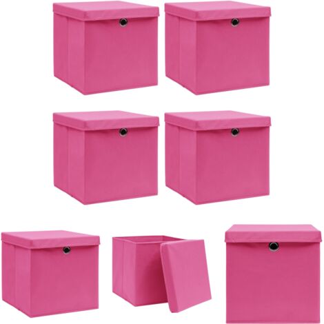 The Living Store Aufbewahrungsboxen mit Deckeln 4 Stk. Rosa 32x32x32 cm Stoff - Ordnungshelfer (1/5)