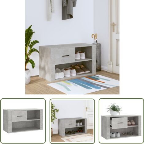 The Living Store Schuhschrank Betongrau 80x35x45 cm Holzwerkstoff - Schuhschrank - Holzwerkstoff Möbel - Garderobe - Flurmöbel - Schrank (1/5)