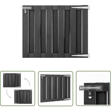 The Living Store Gartentor WPC 100 x 80 cm Grau - Gartentor - WPC Tor - Holztor - Zaun - Gartenabgrenzung (1/5)