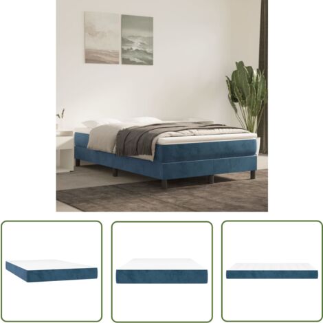The Living Store Taschenfederkernmatratze Dunkelblau 120x200x20 cm Samt - Samtmatratze - Federkernmatratze - Doppelbettmatratze - Matratze 120x200 - Dunkelblaue Matratze (1/5)
